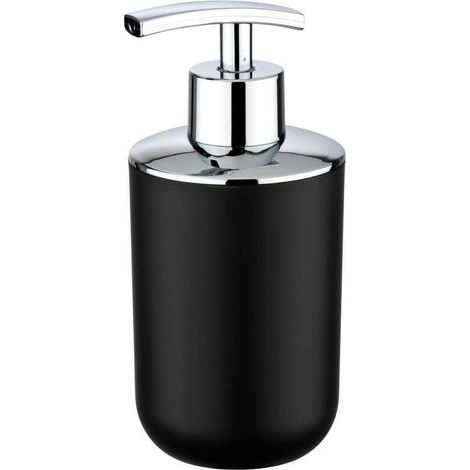 WENKO Dispenser sapone Brasil nero - infrangibile Capacità: 0.32 l, TPE, 7.3 x 16.5 x 9 cm, Nero (1/4)