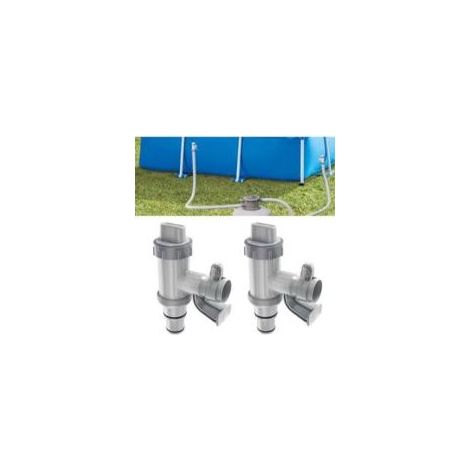 Adaptateur de Tuyau de Piscine Hors Sol avec Vanne d'entretien/d'arrêt et Support de Tuyau, Accessoires de Piscine pour Système de Pompe de Piscine, pour Tuyau 32/38mm (Lot de 2) (1/5)