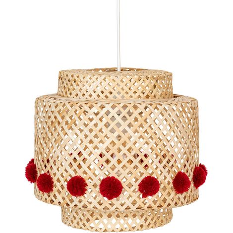 Hängeleuchte Kind Liby Bambus Pompons rot D28cm - Atmosphera créateur d'intérieur (1/3)