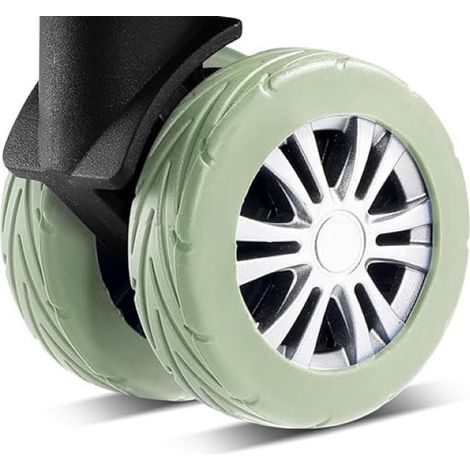 Protections de roues de valise améliorées (8 pièces) en silicone résistant à l'usure et insonorisant, pour roues de 5 à 6 cm, vertes. (1/4)