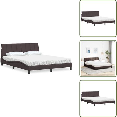 Oreiller de tête - vidaXL Lit avec matelas Hanko marron foncé 160x200 cm tissu - Confort de sommeil (1/5)