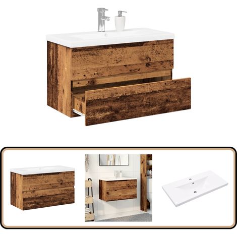 vidaXL Armoire lavabo avec bassin intégré vieux bois