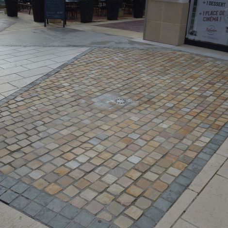 Pavé pierre naturelle Quartzite Jaune - 10x10x3-4 cm - Couche 1m² (1/2)