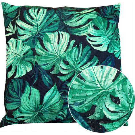 Cuscino decorativo da giardino impermeabile e resistente ai raggi UV, verde Monstera, 40 x 40 cm + imbottitura