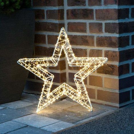 Stella di Natale in metallo, 52 cm, illuminata - 800 LED - decorazione da giardino, bianca, stella luminosa da esterno