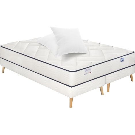 Ensemble EVIDENT, matelas ressorts ensachés 160x200, ferme H23 + 2 sommiers + 2 oreillers (1/4)