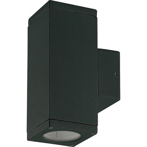 Aplique de pared CUB cuadrado doble emisión GU10 2x4,50 W IP54 Negro (1/3)