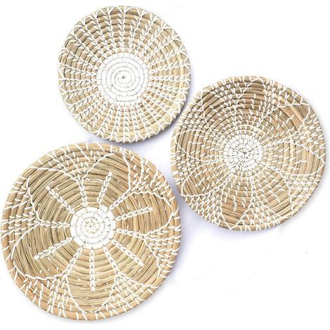Hängender Wandkorb aus Weide - Runder Rattan-Wandschmuck im Bohème-Stil (1/5)