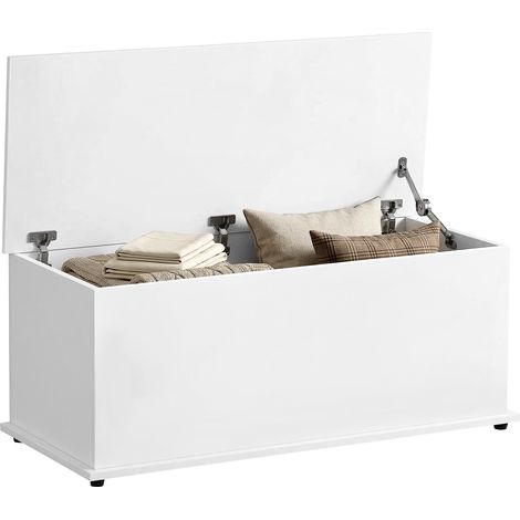 Homcom – Coffre malle de rangement pour jouets 100L x 40l x 40H cm – Panneaux de particules blancs – Charge max. 60 kg – Montage facile