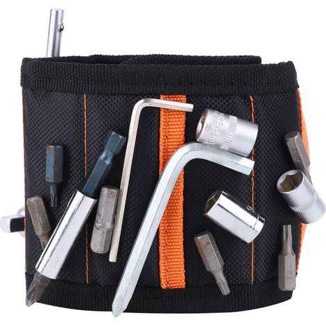 Bracelet magnétique 10 poches, ceinture à outils en tissu Oxford 1680D, sac de poignet pour électricien, rangement pratique (1/5)