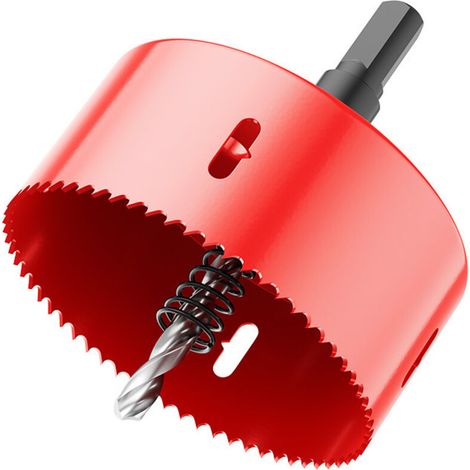 Scie cloche, outil de perçage pour métaux - Rouge, tige de 10 mm, diamètre de 65 mm, profondeur de trou de 36 mm (1/5)