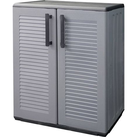 Armario de almacenaje para jardín PP gris y negro 68x37x84 cm vidaXL (1/5)