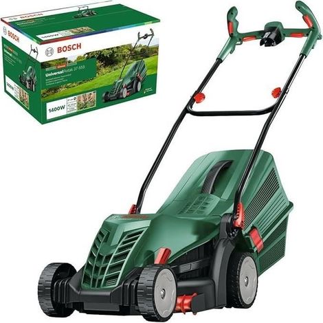 Bosch cortacésped con cable UniversalRotak 37-555 (1400 W de potencia del motor, ancho de corte: 37 cm, cesta colectora de 40 litros, asas Ergoflex)