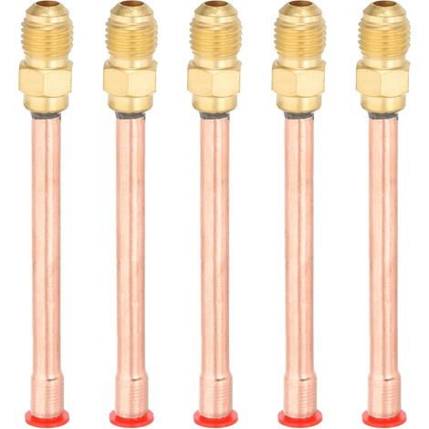 1/4" SAE 45 Degree Brass Hose Fitting, 5Pcs Flared Connector Male Thread Adapter and Copper Tube for Air Conditioner HVAC Refrigeration (1/5)
