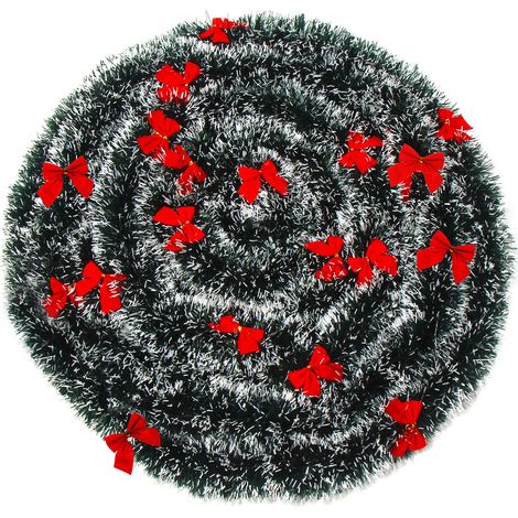 Artificial Decorative Greenery Christmas Wreath with Snow and Red Bow for Decoration and Party (2m, 5pcs) (1/5)