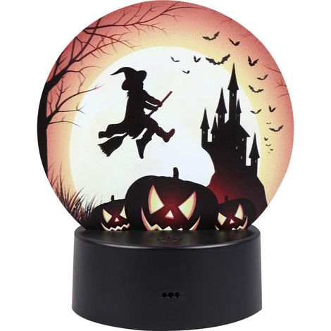 Veilleuse LED d'Halloween, lampe de nuit citrouille sorcière, lampe de chevet décorative, cadeau bougie pour fête d'Halloween à la maison (sans pile) (1/5)