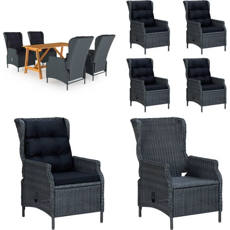 Ensemble à manger de jardin 5 pcs Gris foncé - Salon De Jardin - Mobilier De Jardin - Set De Jardin - Table De Jardin - Chaises De Jardin - Home & Living (1/5)