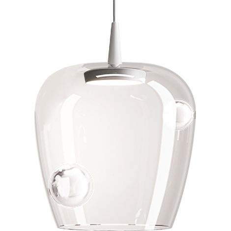 Zafferano Lampada a sospensione Bilia 27 LED 8W 2700K 645lm Vetro Borosilicato Bianco Trasparente 230V Design Moderno ed Elegante per Interni