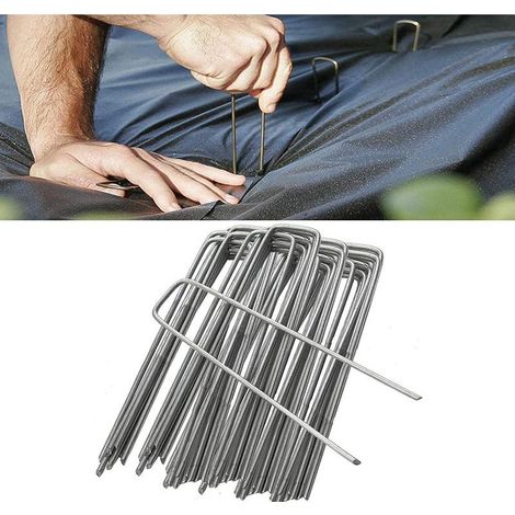 Sardines de Fixation, Sardines Camping, 20 Pcs, en Acier (150x40x3mm), pour Le Jardin, Le Paillis et Le Gazon Artificiel (1/4)