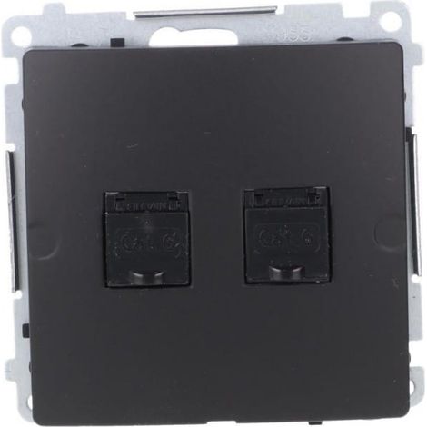 Conector RJ45 para ordenador básico Simon, cat 6, doble con obturador antipolvo (módulo) negro BM62.01/49