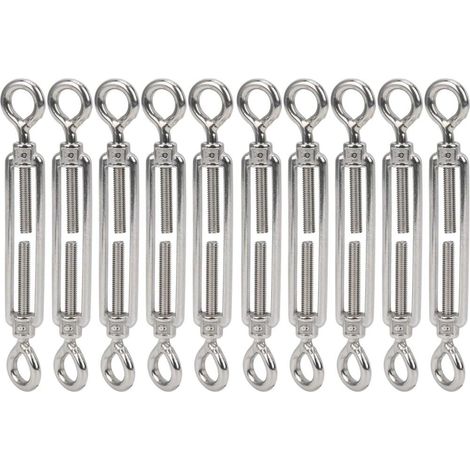 10 Pièces en Acier Inoxydable Oeil et Oeil M6 Tendeurs à Corps Ouvert pour Câble de Tension ou Tendeur de Corde Tendeur de Câble de Tension Matériel de Fixation D'outil