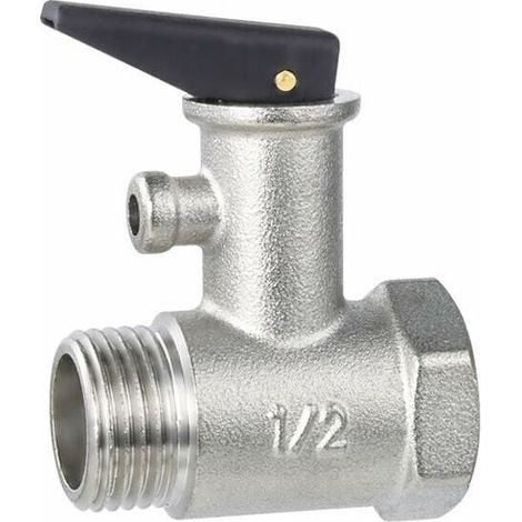 Soupape de décharge de pression de sécurité DN15 – Laiton nickelé – Pression max élevée – Pour chauffe-eau et chaudières (1/4)