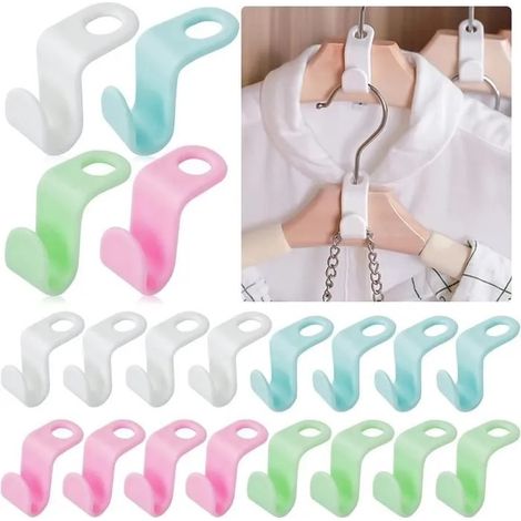 100Pcs Crochets pour Cintre, Crochets de Connexion pour Cintre Plastique pour Armoires, Salle de Bain - 4 Couleurs (1/4)