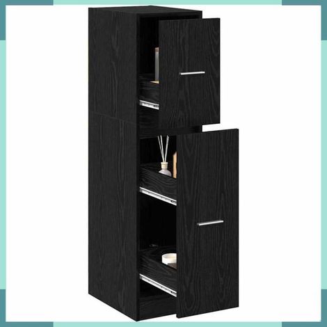 869002 Cabinet de Pharmacie Chêne noir 30 x 41 x 118 cm (1/5)