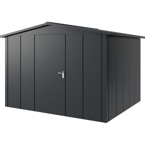 Hörmann Metall-Gerätehaus "Juno" mit Satteldach, JSD13 - Design, 310 x 262 cm (B x T), anthrazit, 1-flüglige Tür, Anschlag links (1/5)