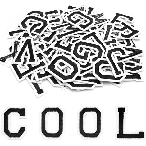 78 letras termoadhesivas de la A a la Z, 5 cm, ideales para ropa, pantalones, sombreros y bolsos - Color negro. (1/5)