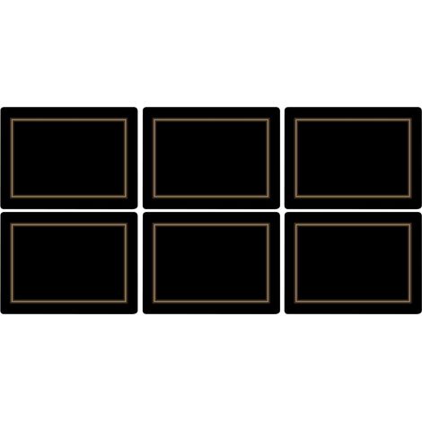 Lot de 6 Sets de Table avec Dos en liège Classique, en MDF, Noir/Multicolore 30,5 x 23 cm