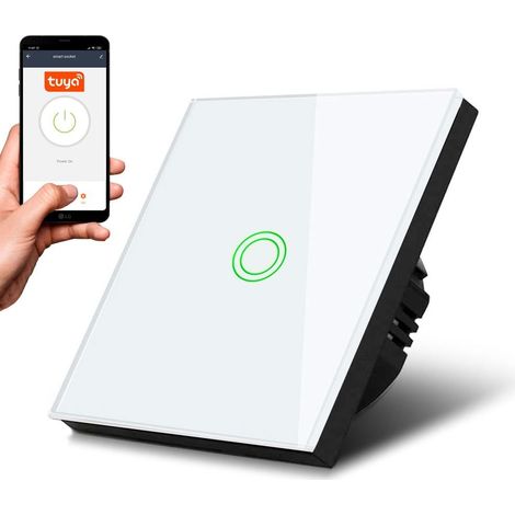 MACLEAN MCE715W SMART WIFI TOUCH LICHTSCHALTER KOMPATIBEL MIT TUYA APP WANDSCHALTER GLAS SCHALTER MIT FARBWECHSEL LED HINTERGRUN (1/5)