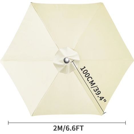 (Beige, 6 nervures, 2M) Toile de rechange pour pare-soleil, imperméable, coupe-vent et résistante aux UV. (1/5)