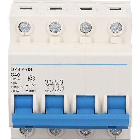 Disjoncteur miniature 4P 40A DZ47-63 C40, interrupteur de protection basse tension 400V, montage sur rail DIN, disjoncteur modulaire (1/5)