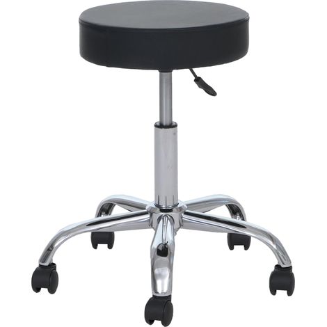 [NON UTILIZZATO] Sgabello regolabile estetista con ruote HHG-955 acciaio ecopelle, nero (1/5)