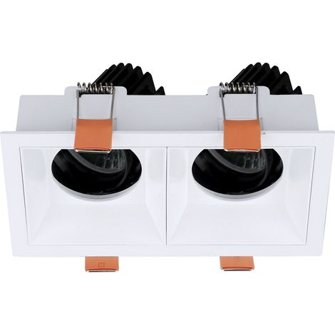 Empotrable techo tilt VIP2 2X Square Round DALI LED COB 2x10.60W 1376lm(1868lm) CRI90 3000K 50º Blanco Blanco