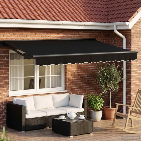 Armazón de toldo manual con LEDs Negro y Antracita 3,5 x 2,5 m