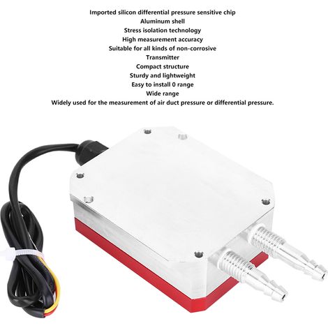 Transmetteur et capteur de pression du vent avec affichage numérique intelligent LCD pour la ventilation des services hospitaliers. Signal de sortie DC24V 4-20mA ±300Pa. (1/5)