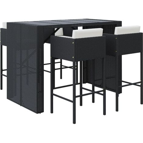 Maison Exclusive - Mesa y taburetes altos jardín 5 pzas y cojines (1/5)