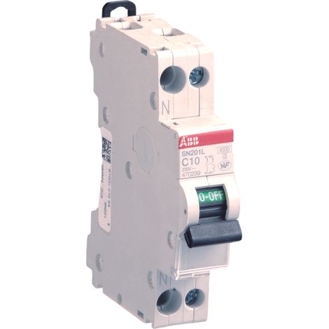 Disjoncteur unipolaire 10A courbe C – Pour installations électriques NF C 15-100 – Blanc – ABB