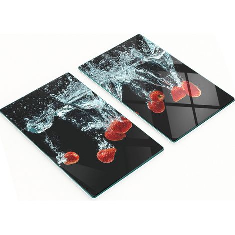 Taglieri da cucina in vetro con grafica "Acqua di fragole" 2x30x52 cm (1/5)