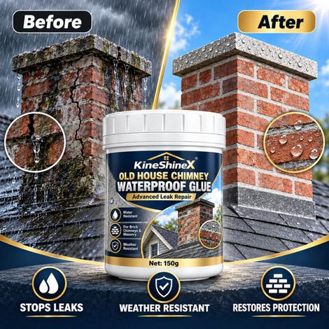 KineShineX waterproof sealant for old house chimneys, roof brick chimney waterproofing, leak sealing and repair, weather-resistant and sun-protective. (1/4)