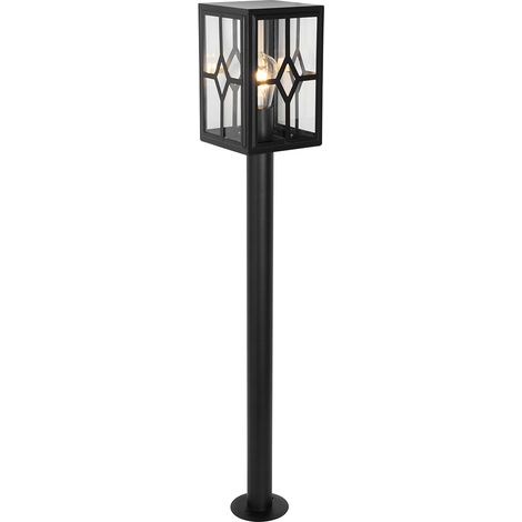 QAZQA Clásico/Antiguo Lámpara de pie de exterior clásica negra 100cm IP44 - Dover Acero /Vidrio Alargada Adecuado para LED Max. 1 x 60 Watt