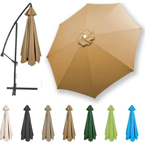 Auvent De Remplacement pour Parasol Toile De Parasol Déporté Remplacement Pour Cour,Jardin,Plage, Protection UV 50+,Kaki (1/5)