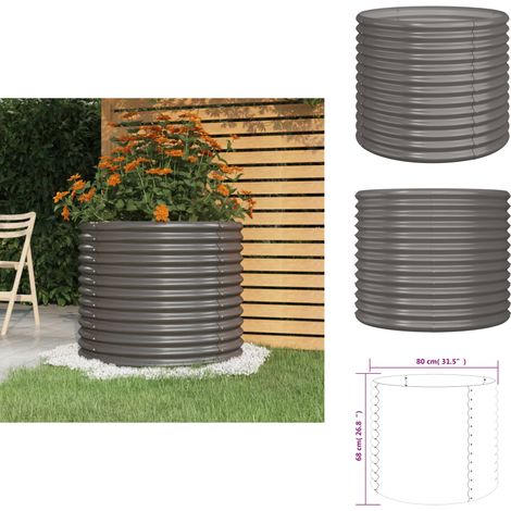 Pflanzkübel Pulverbeschichteter Stahl 80x80x68 cm Grau - Pflanzkübel - Gartendekoration - Balkonpflanzen - Terrasse - Stahltöpfen (1/4)