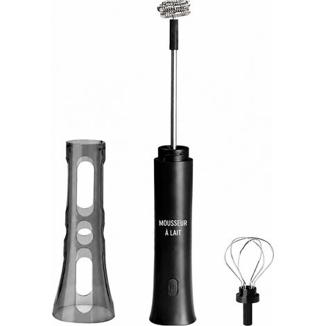Mousseur à lait électrique automatique double tête noir avec manuel en anglais noir réf 7741 300 g – Livraison gratuite