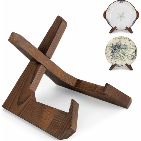 1 - Support Assiette - Porte Bol - En Bois De Pin - Structure Croisée Stable - Pour Cuisine Et Salle à Manger - Naturel - 23x20x16,7 cm (1/5)
