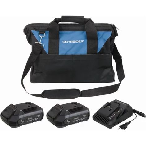 Pack 2 batteries + chargeur + sac de transport SCHNEIDER (1/3)