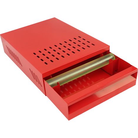 Dicke Edelstahl-Kaffeemühle mit herausnehmbarem Behälter für gemahlenen Kaffee, für Zuhause oder Büro, rot. (1/5)