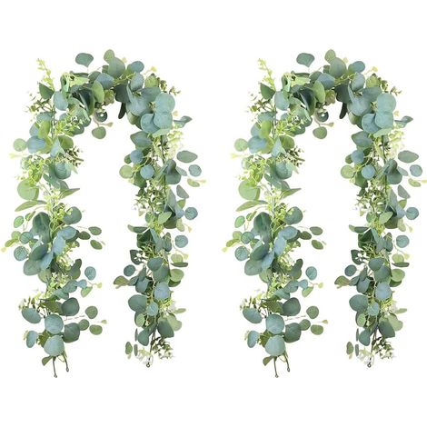 Eucalyptus Artificielle Guirlande, 2 Pièces 1,8 m Eucalyptus Feuilles Guirlandes Vignes Guirlandes de Lierre Artificiel Faux pour Jardin Suspendu décoration Murale (1/5)